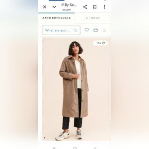 Anthropologie Plaid Brown Coat Size M
